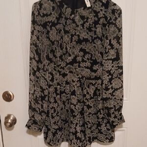Elegant Black and Gray Floral Women's Top